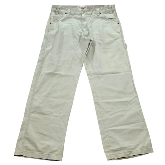Levi Strauss Signature Carpenter Pants Mens 36x34 Beige Work Utility *READ - Picture 1 of 12